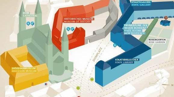Darstellung der Domberg-Sehenswürdigkeiten.  Grafik: Stadt Bamberg