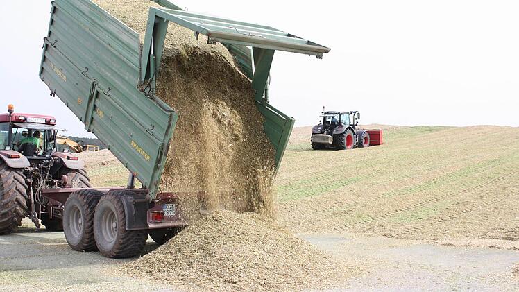 Zehn Tonnen Mais werden angeliefert.