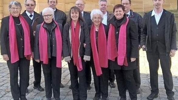 Die Abordnung vom Gesangverein Rothenkirchen vor dem Auftritt in der Basilika Vierzehnheiligen. Foto: K.- H. Hofmann
