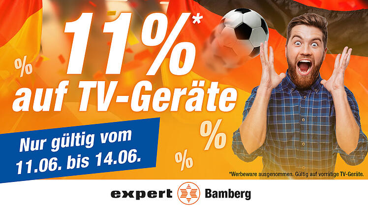 EM-Deal bei expert in Bamberg, Höchstadt, Kronach & Lichtenfels: 11% Rabatt auf TV-Geräte