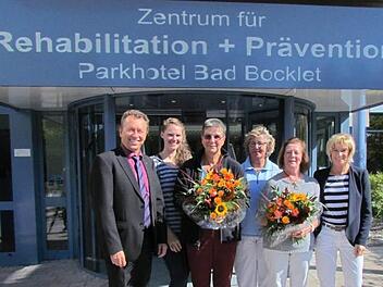 Gesch&auml;ftsf&uuml;hrer Harald Barlage (von links), Julia Weing&auml;rtner (Leiterin der Therapieabteilung), Rita Krumbholz (Dipl. Sportlehrerin), Renate Biller (Leitung Physiotherapie), Jutta Lassen (Krankengymnastin), Personalleiterin Anette Schaden. Foto: David Floth/Rehazentrum