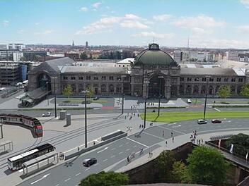 So soll der neue Vorplatz in Nürnberg mal aussehen. Animation: SÖR/Stadt Nürnberg