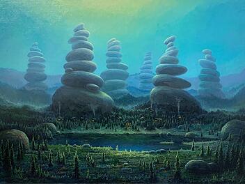 Auch dieses 1,20 mal 1,80 Meter große Bild des Künstlers wird versteigert. Der Betrachter kann sich in den Tiefen des Werkes verlieren.