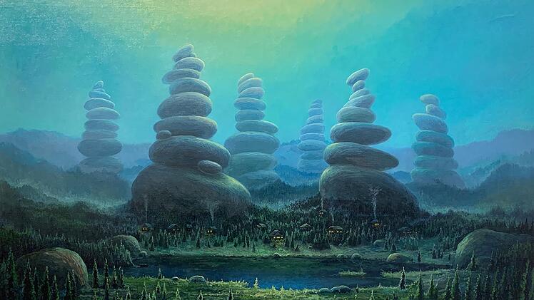 Auch dieses 1,20 mal 1,80 Meter große Bild des Künstlers wird versteigert. Der Betrachter kann sich in den Tiefen des Werkes verlieren.