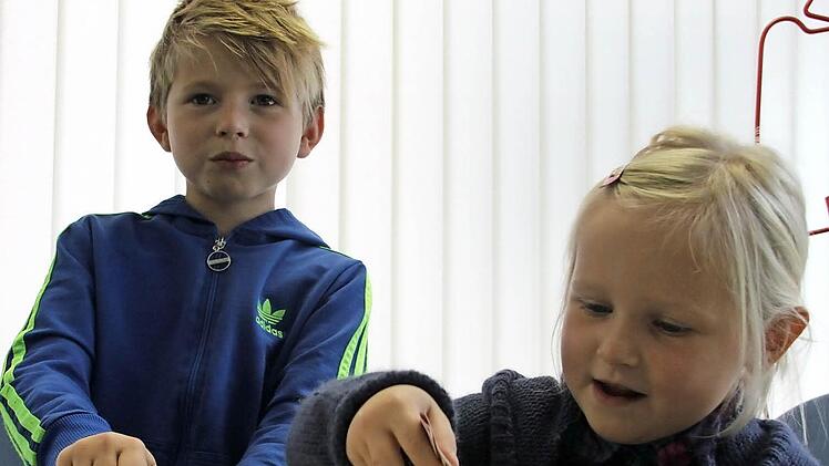 Die Geschwister Niclas und Lisa Friedlein sparen fleißig. Worauf? "Auf ein Pferd und eine Unterwasserkamera", sprudelt es aus Lisa heraus. Am heutigen Weltspartag werden ihre Sparschweine geleert.  Foto: Corinna Igler
