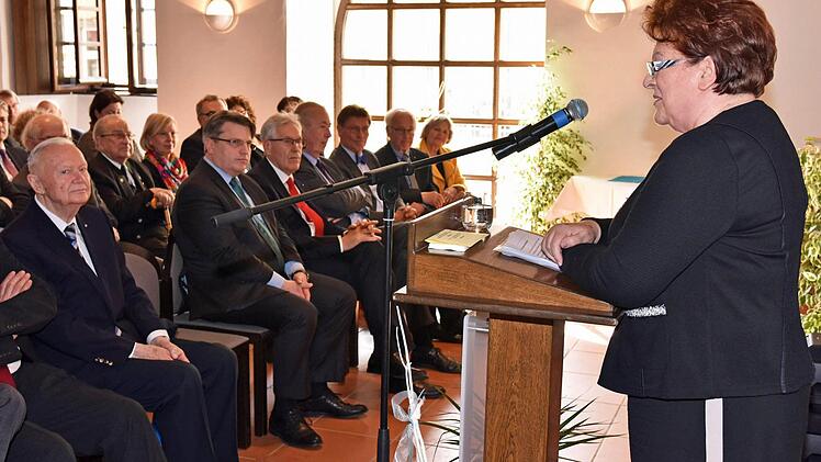 Die Laudatio auf das Geburtstagskind Albert Meyer (links im Bild) hielt Landtagspräsidentin Barbara Stamm.