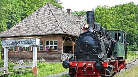 Die Dampflok "N&uuml;rnberg" im Bahnhof Behringersm&uuml;hle Foto: Alfred Trabert, DFS