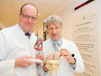 Kardiologe Martin Braun (l.) und Neurologe Peter Rieckmann sind die beiden Leiter des Herz-Hirn-Zentrums Bamberg. Foto: Matthias Hoch
