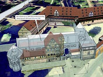 Das digitale Modell zeigt die Entwicklung der Stadt, hier am Beispiel der Hofhaltung auf dem Domberg. Foto: Stadt Bamberg