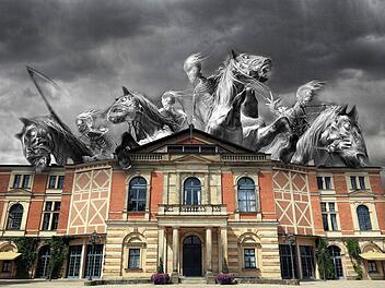 Das Richard-Wagner-Festspielhaus in Bayreuth. Foto: imago/Illustration: Klaus Heim