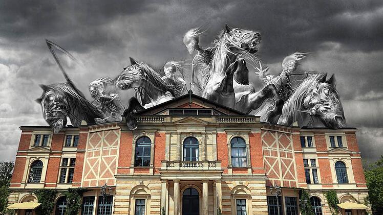Das Richard-Wagner-Festspielhaus in Bayreuth. Foto: imago/Illustration: Klaus Heim