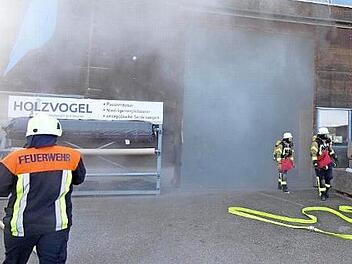 Am Samstag wurde zur Schauübung der Brand eines holzverarbeitenden Betriebes in Theres nachgestellt.  Fotos: Christian Licha