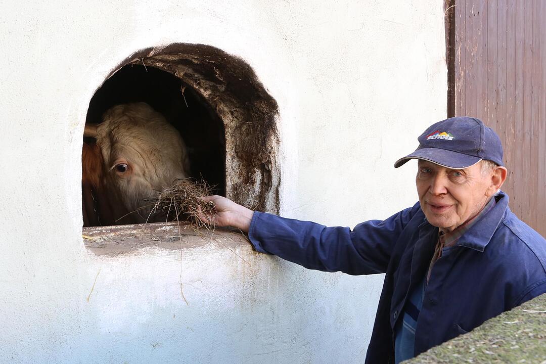 Landwirt Hans Schmidt in Kairlilndach;  Foto: Barbara Herbst
