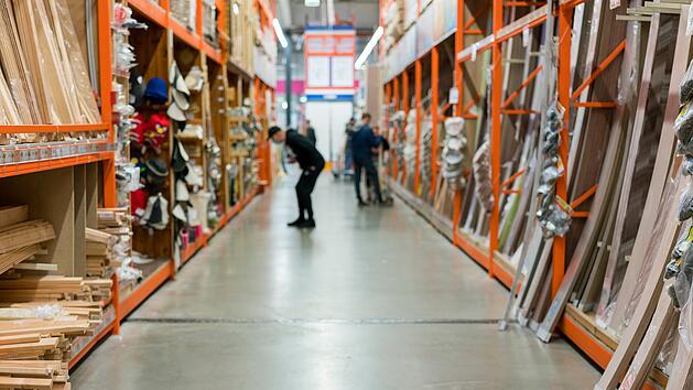 Baumarkt, Bretter, Holz, Abteilung, Kunden, Gang