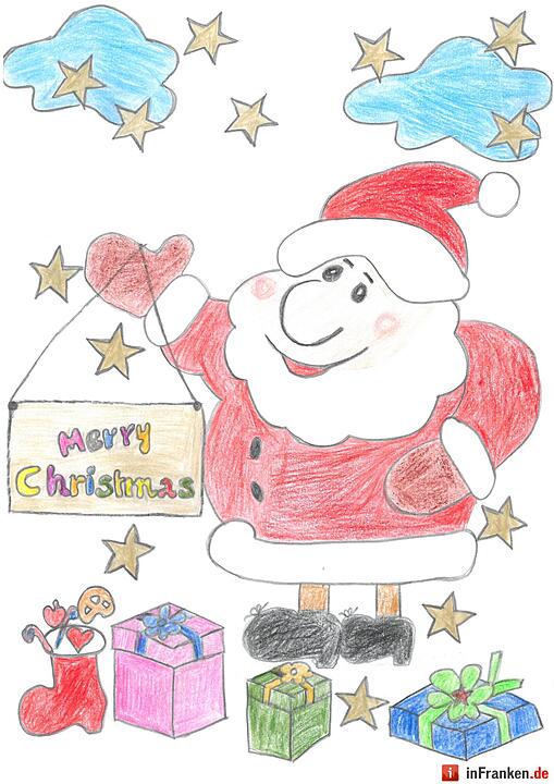 Selbstgemalte Weihnachtsbilder von Kindern aus Franken 2016