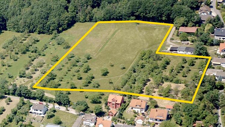 Nach den Vorstellungen von Stadtplaner Rene Franz sollen auf dem gelb eingezeichneten Areal 31 Häuser entstehen. Foto: Stadtplanungsamt