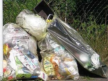 Gelbe S&auml;cke am Stra&szlig;enrand. Foto: Archiv