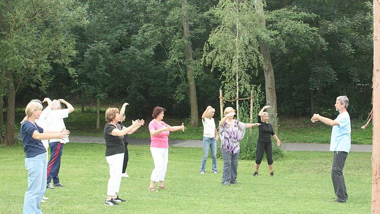 Im Park erlebten Herzogenauracher Qi Gong. Millionen Chinesen treffen sich auch jeden Tag, um dessen heilende Wirkung zu spüren. Foto: D. Weiler