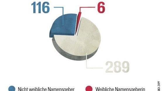 Fünf Straßen und ein Platz in Forchheim haben weibliche Namensgeberinnen. Rund zwanzigmal so viele Orte sind nach Männern benannt. Quelle: FT-Recherche, OpenStreetMap)