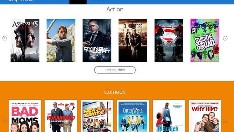 Sky ist ebenfalls in der Streaming-Ära angekommen: Auch ohne langfristiges Abo ist hier ein Zugriff auf Filme und Serien möglich. Foto: Olaf Winkler
