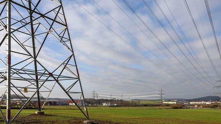 Fast das kleinere Übel aus Sicht der Landwirtschaft: Oberirdische Leitungen - wie hier zwischen Sonnefeld und Weidhausen - ermöglichen den Bauern wenigstens die Bewirtschaftung ihrer Flächen unterhalb der Leitungen. Deshalb lehnen sie die Erdverkabelung nach dem jetzigen Stand der Technik entschieden ab. Foto: Bernd Stöckl