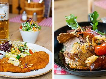 Eine wechselnde Tageskarte erg&auml;nzt die Alpenkulinarik im Schweinfurter Hirschkeller.