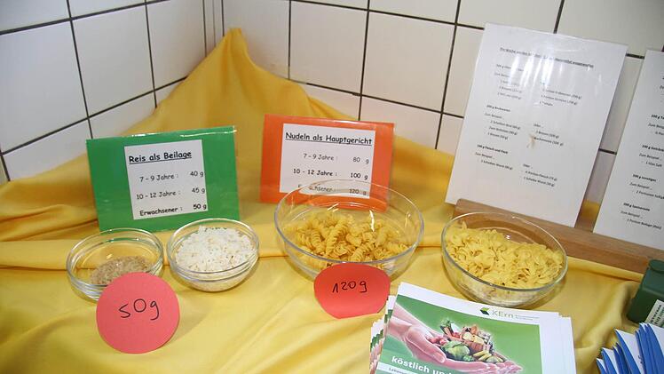 Auch ganz praktische Empfehlungen kamen nicht zu kurz: Die Expertinnen zeigten beim Tag der Hauswirtschaft die richtigen Portionsgrößen