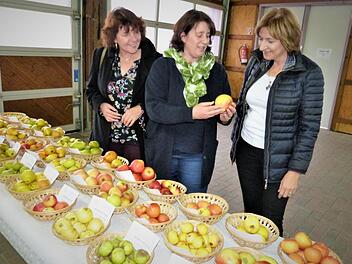 Einladung zum Fachsimpeln: Dunja Pfaffenberger begutachtet mit Anita Sack die Sortenvielfalt. Foto: Werner Reißaus