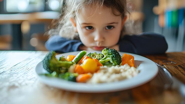 Child Neglecting Vegetables Amidst Untouched Meal on Plate