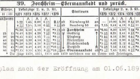 Der erste Fahrplan für die neue Strecke.