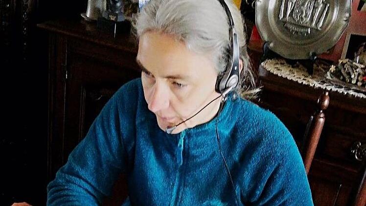 Anja van Acker im Home Office: Sie ist Lehrerin am freien technischen Institut Waregem und betreut als Mitglied des Partnerschaftsausschusses Oudenaarde-Coburg die gemeinsame Städtepartnerschaft.privat