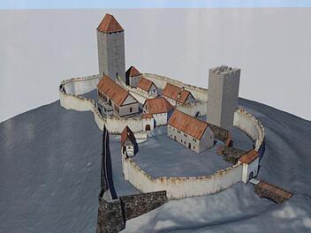 Modell des Burgstalls Hainburg mit Vor- und Hauptburg Fotos: fra-press