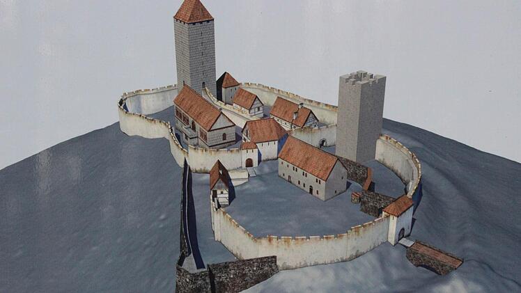 Modell des Burgstalls Hainburg mit Vor- und Hauptburg Fotos: fra-press
