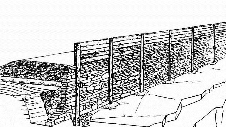 Rekonstruktionsskizze der Befestigung der keltischen Anlage