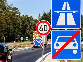 Seit Donnerstag ist die Weiterfahrt über den Zubringer der B 505 zur A 73 in Richtung Suhl wieder möglich. Die mehrwöchige Sperrung wurde am Morgen aufgehoben. Dennoch bleibt es noch für Restarbeiten bei der Tempobeschränkung.  Foto: Matthias Hoch