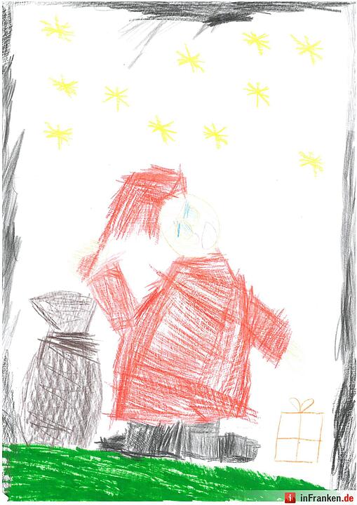 Selbstgemalte Weihnachtsbilder von Kindern aus Franken 2016