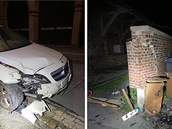 Alkoholisierter Autofahrer prallt gegen Mauer in Hof