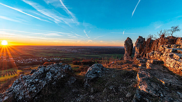 Abendröte auf dem Walberla im Landkreis Forchheim