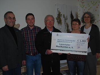 Bei der Spendenübergabe (von links) Kurt Back, Michael Mangold, Wolfgang Bötsch, Gerlinde Vatter und Dr. Ute Hilby  Foto: Manfred Mellenthin