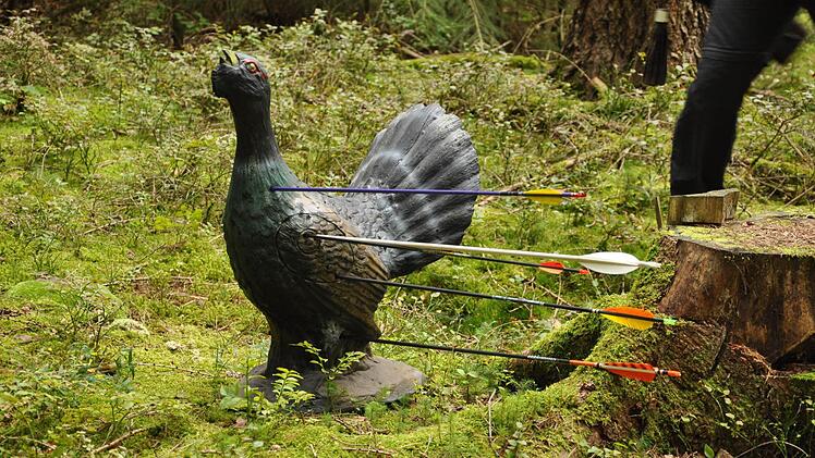 Nachdem die Gruppe das Schießen beendet hat, ist das Opfer mit Pfeilen gespickt.