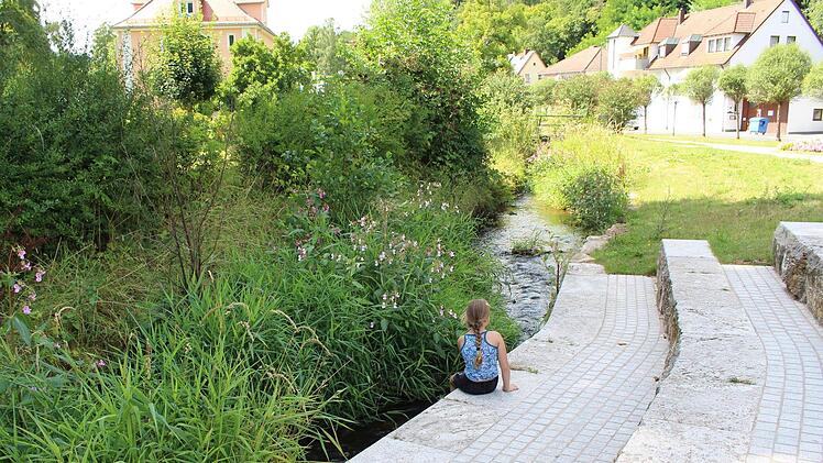 Mitten in der Stadt, am Georgi-Parkplatz, gibt es einen Zugang zum Wasser. An heißen Tagen lässt es sich hier gut aushalten. Foto: Julia Raab
