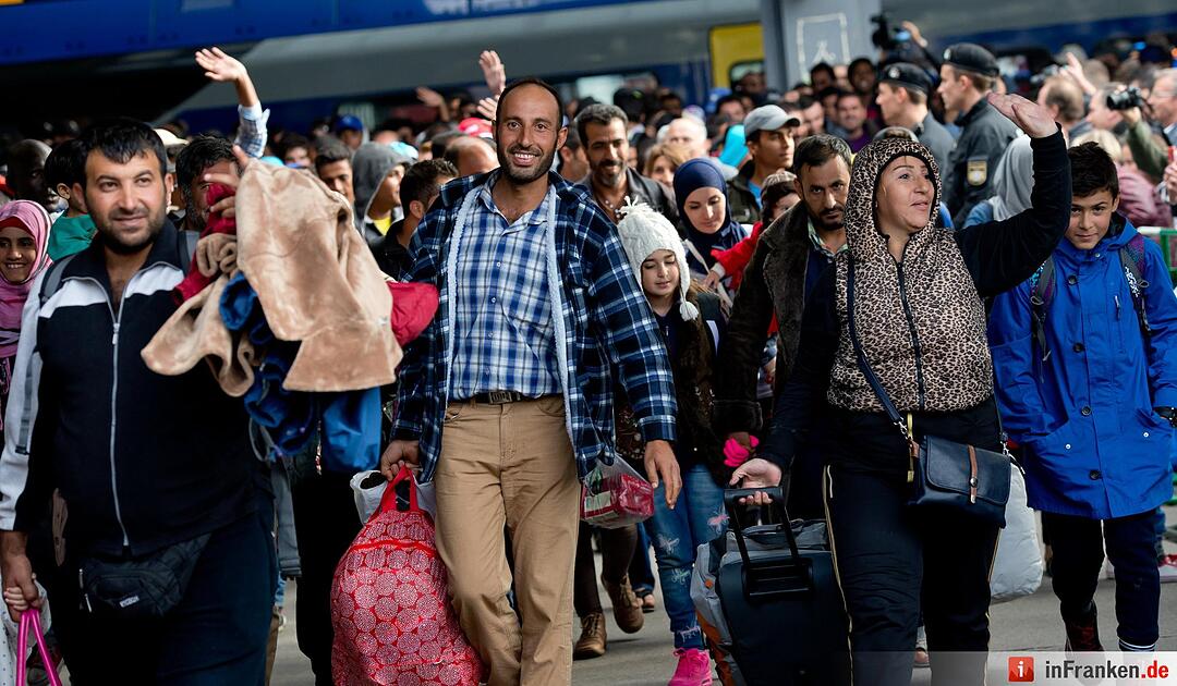 Ankunft von Flüchtlingen am Bahnhof München