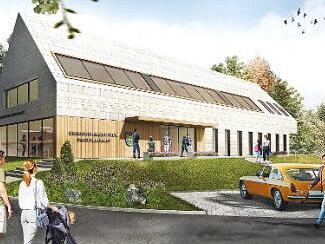 So kann das Begegnungszentrum Marktleugast mit Arztpraxis nach einem Entwurf des Architekturb&uuml;ros Juli aussehen. Entwurf: Architekturb&uuml;ro Juli
