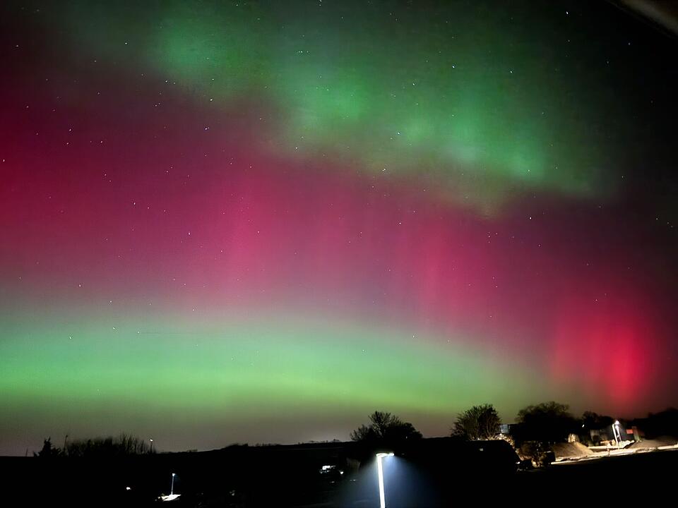 Seltene Polarlichter &uuml;ber Hochfranken