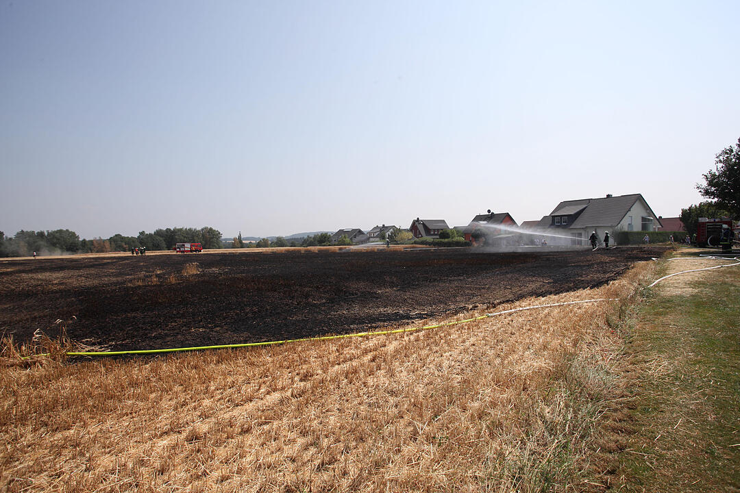 Feldbrand drohte auf Wohngebiet überzugreifen