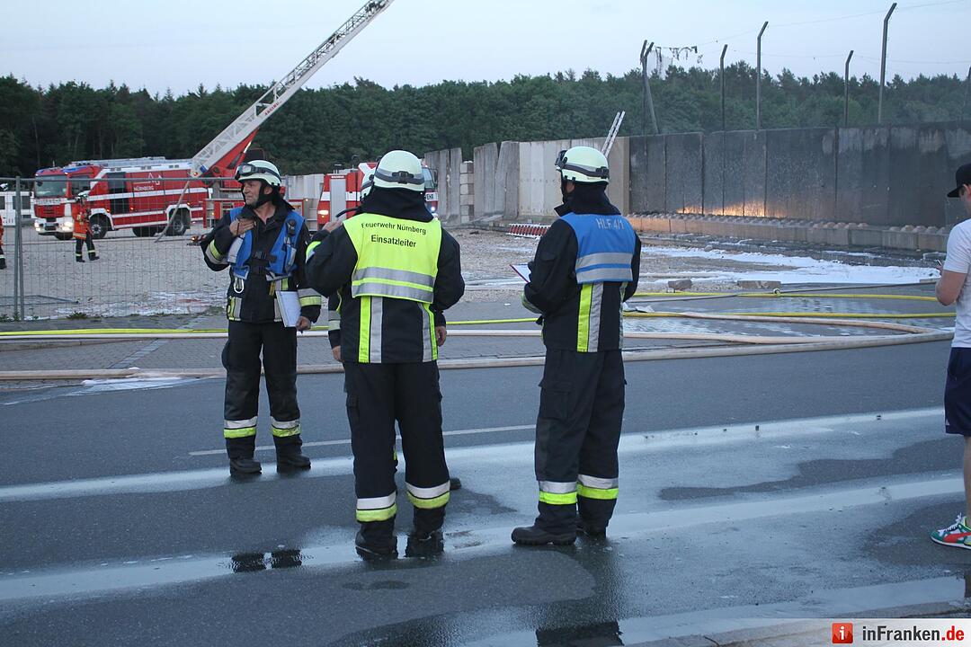 Müllberg am Nürnberger Hafen fängt Feuer – Großeinsatz der Feuerwehr