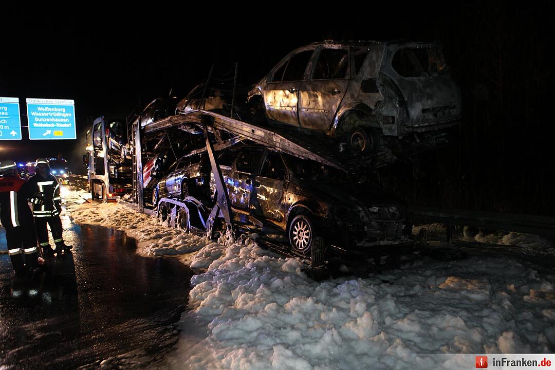 Lkw fängt auf A6 bei Herriden Feuer
