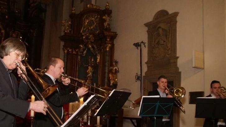 Harry Ries (von links), Luc Scholtes, Dion Kowalski und Dominique Steins erfüllten die Stadtpfarrkirche mit Posaunenklängen.Mario Deller