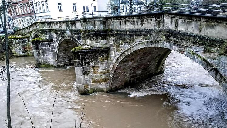So sah es Mittwoch an der Judenbrücke in Coburg aus.Foto: Jochen Berger