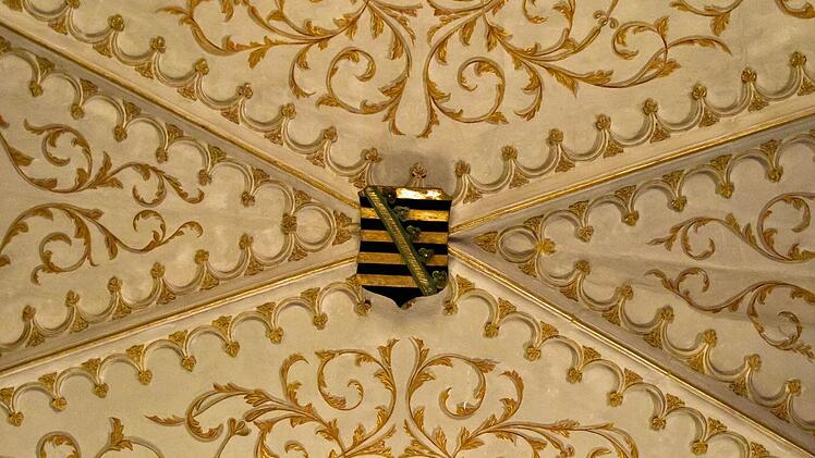 Blick zur Decke im Marmorsaal von Schloss Rosenau.Foto: Jochen Berger